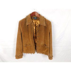 Montanaco Caramel Suede Fringe Studded Western Jkt Med